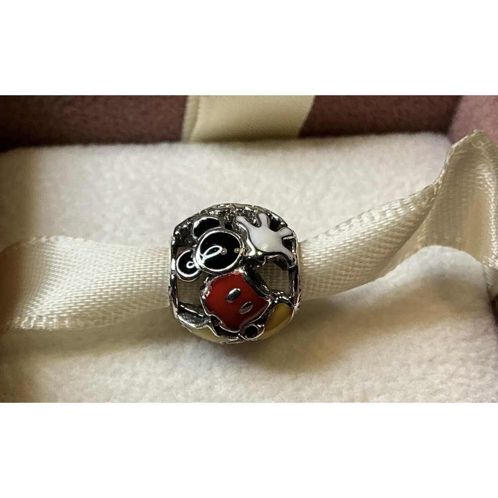 Pandora Disney Mickey Mouse Openwork Enamel Charm ALE 925 Sterling Silver